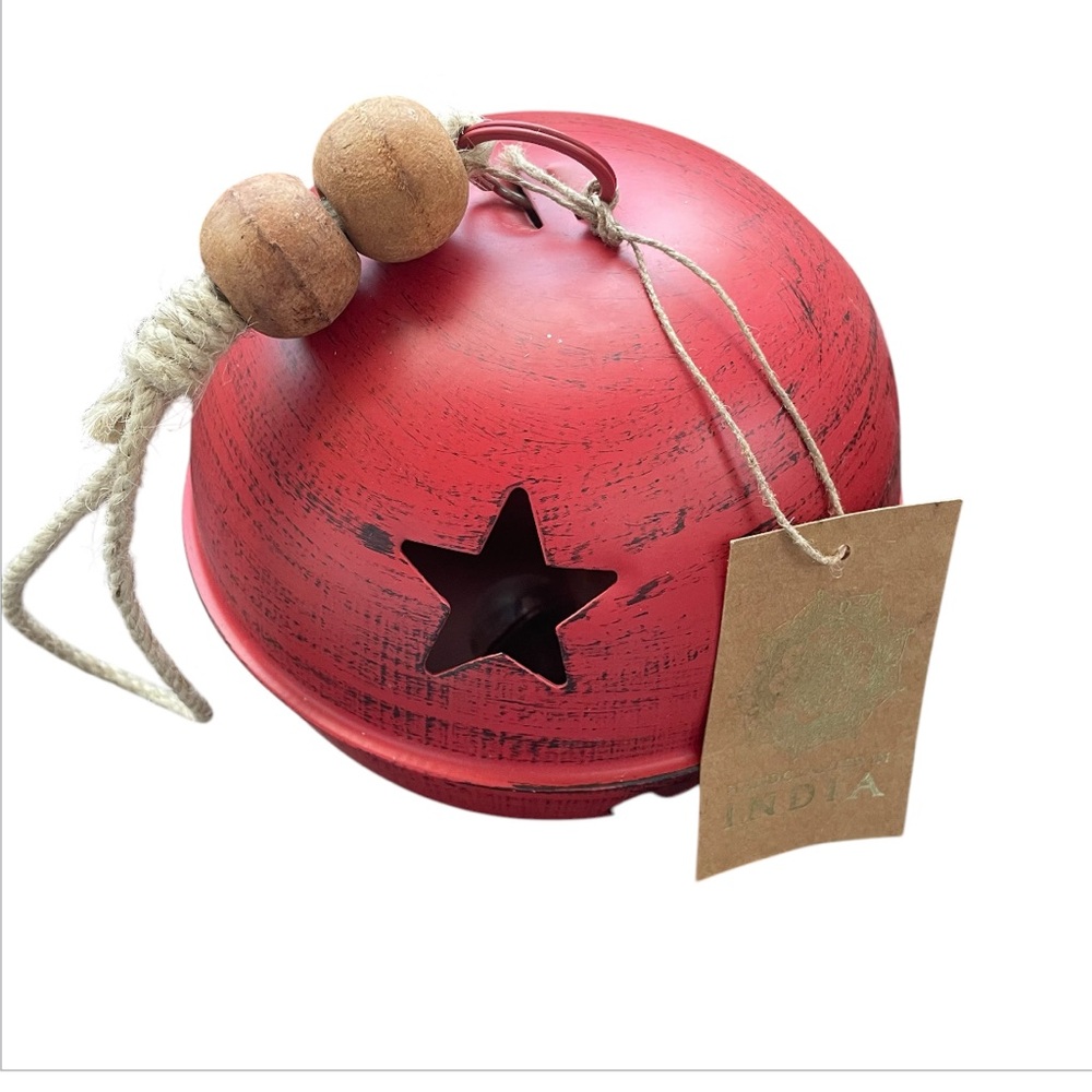 Large Hanging Red Metal Christmas Bell
